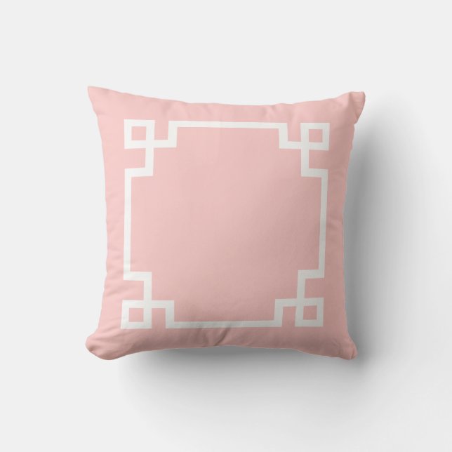 Coussin Clé rose pâle et blanche grecque (Recto)