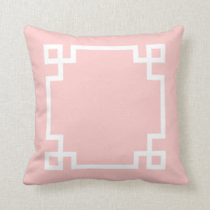 Coussin Clé rose pâle et blanche grecque