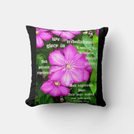 Coussin Clematis avec Romains 5:3-5