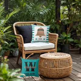 Coussin Cloche de la liberté unique USA cuivre et turquois