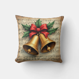 Coussin Cloches de Noël sur une partition de musique,
