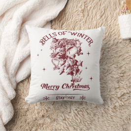 Coussin Cloches de Noël Vintage d'Hiver
