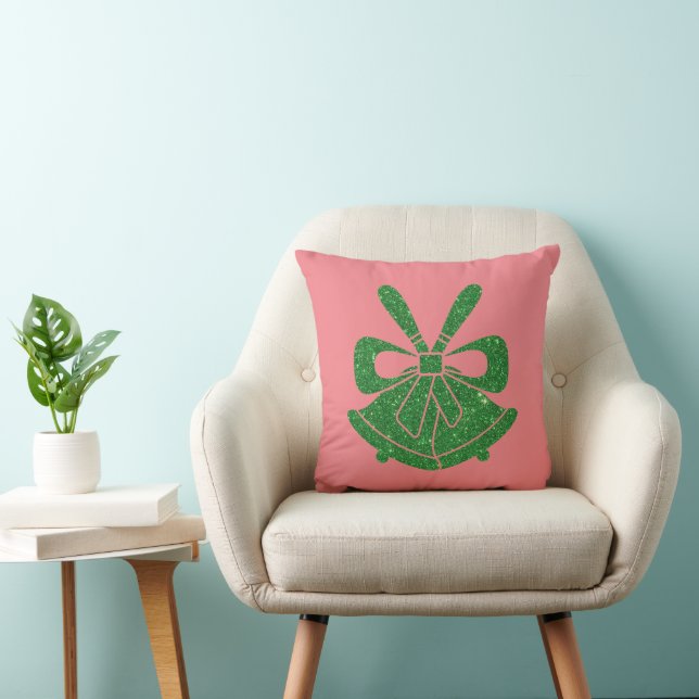 Coussin Cloches de Parties scintillant verte en vacances r (Chaise)