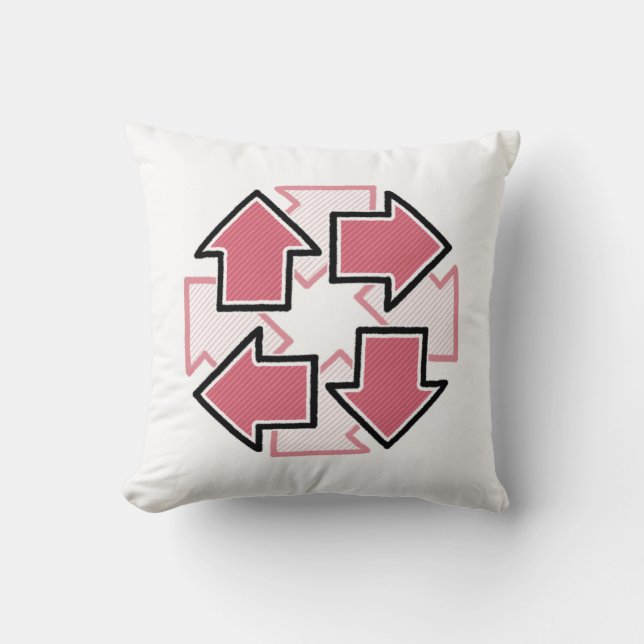 Coussin Clockwise Arrows Minimal Geometric Red (Recto)