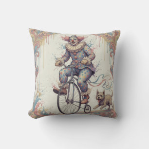 Coussin Clown poursuivi par un chien