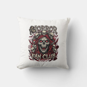 Coussin Club de fans d'horreur Halloween Crâne hurlant Cap