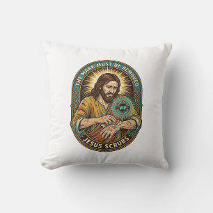 Coussin Club Jésus Tampon sur la main Ne se lave pas Humou