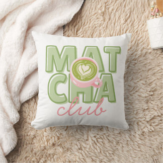 Coussin Club Matcha Vert et Rose Déco Dos Imprimé Mignon