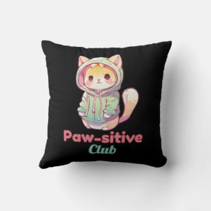 Coussin Club Patte‑Positive Chats Drôles – Cadeau Chat Mig