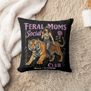 Coussin Club social des mamans sauvages Cadeau graphique