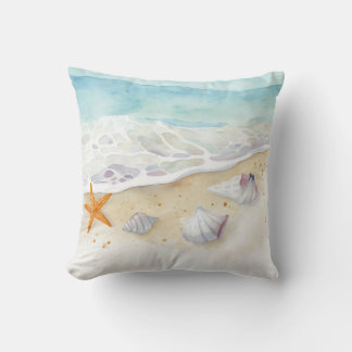 Coussin Coastal Serenity Waves Throw Pillow