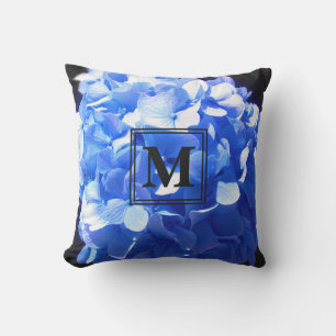 Coussin Cobalt bleu floral élégant bleu hydrangées