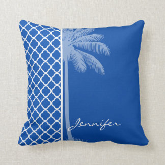 Coussin Cobalt Blue Quatrefoil; Palm