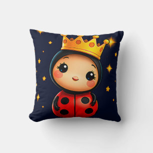 Coussin Coccinelle à la couronne dorée sous les étoiles sc