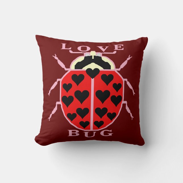 Coussin Coccinelle mignonne de Saint-Valentin d'insecte (Recto)