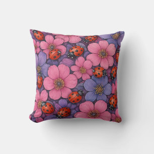 Coussin Coccinelles Fleurs
