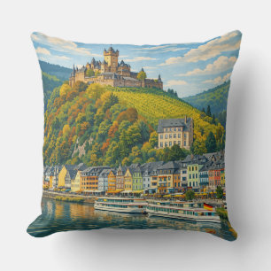 Coussin Cochem Allemagne Art de Voyage Vintage
