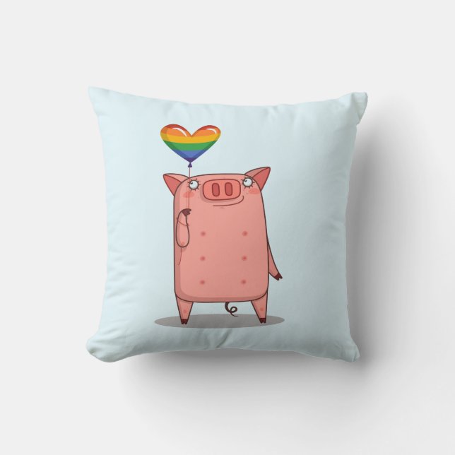 Coussin Cochon Avec Ballot Arc-En-Ciel (Recto)
