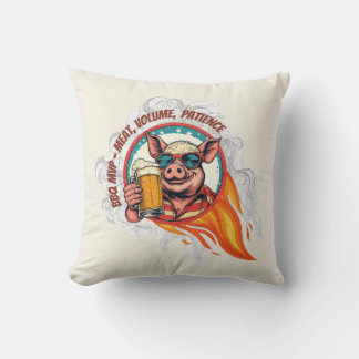 Coussin Cochon BBQ drôle avec lunettes de soleil Bière 14