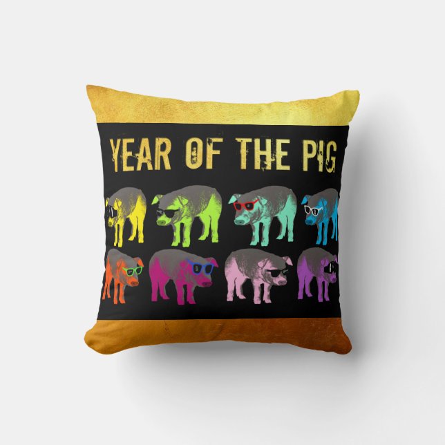 Coussin Cochon chinois Nouvel An Zodiac Anniversaire Carré (Recto)