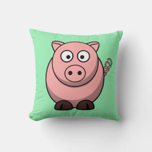 Coussin Cochon de dessin sur vert menthe