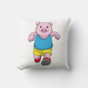 Coussin Cochon en tant que coureur à l'exécution