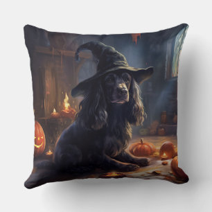 Coussin Cocker Spaniel Citrouilles Halloween Épouvantable
