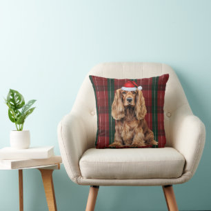 Coussin Cocker Spaniel et carreaux saisonniers Chien de No