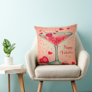 Coussin cocktail Martini de la Saint-Valentin du milieu du