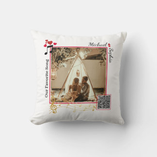 Coussin Code QR de chanson photo moderne personnalisé roug