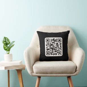 Coussin Code QR moderne modifiable Blanc noir ou toute c