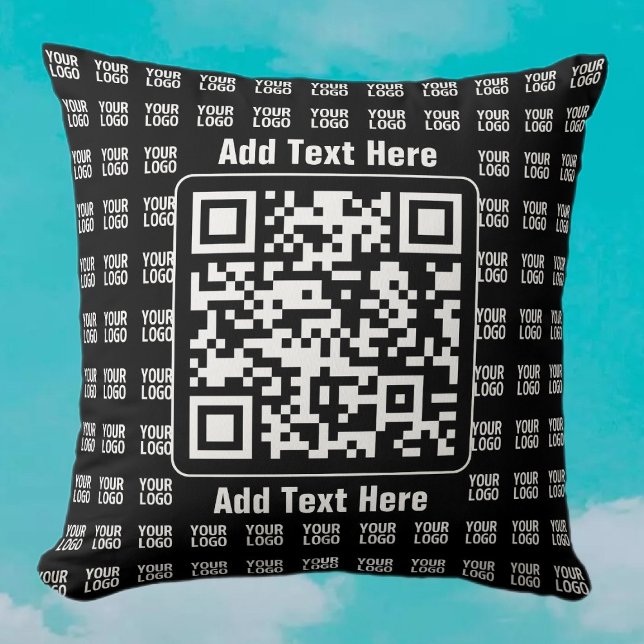 Coussin Code QR promotionnel (modifiable) plus motif de lo (Créateur téléchargé)