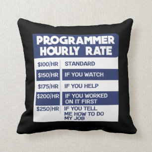 Coussin Codeur informatique à tarif horaire Funny Programm