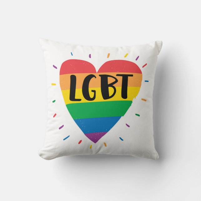Coussin Coeur arc-en-ciel LGBT (Recto)