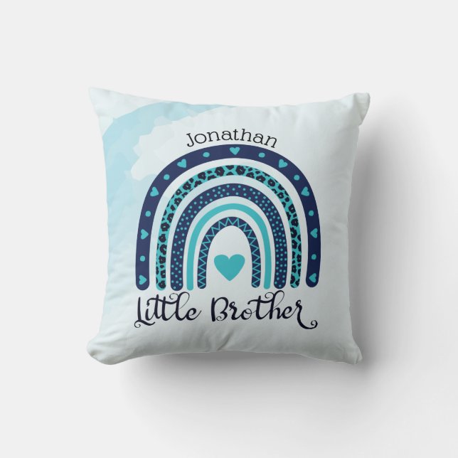 Coussin Coeur arc-en-ciel personnalisé Petit frère (Recto)