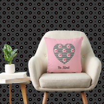 Coeur avec Roses romantiques noirs rayés sur rose