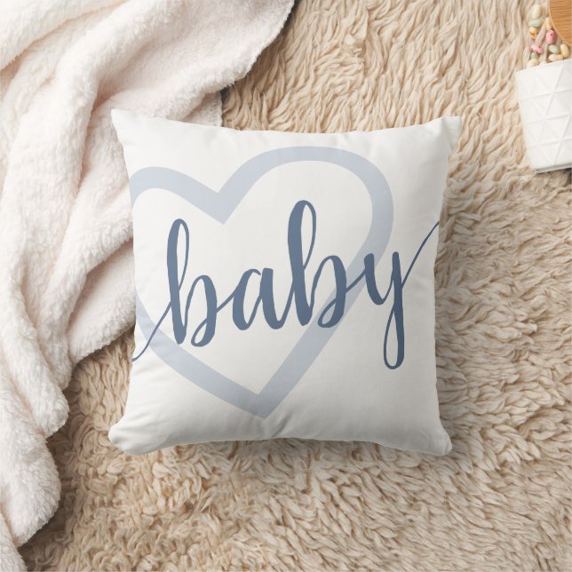 Coussin Coeur bébé | Dusty Ardoise Bleu Flourdissant Scrip (Couverture)