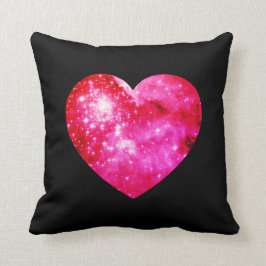 Coussin Coeur céleste noir et rose chaud