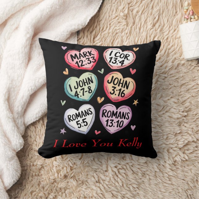 Coussin Coeur chrétien Valentines Bible Versets Je t'aime (Couverture)