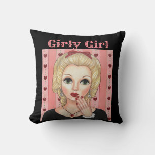 Coussin Coeur Collier Tête Vase Fille Fille Blonde Rose