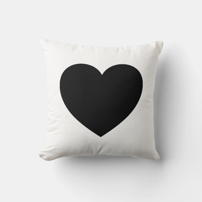 Coussin Coeur - Côtés alternatifs noirs et blancs (Recto)