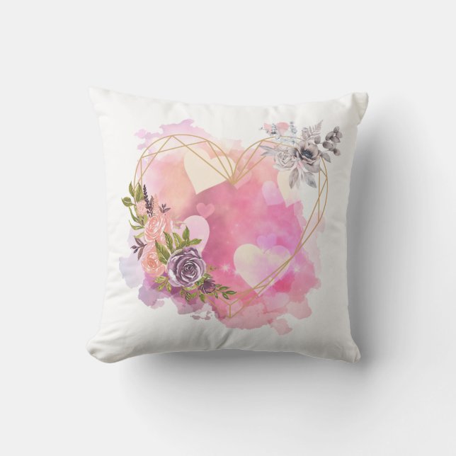 Coussin Coeur créatif rayé avec éclaboussure de couleur d' (Recto)