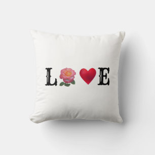 Coussin Cœur d'amour et fleur de rose