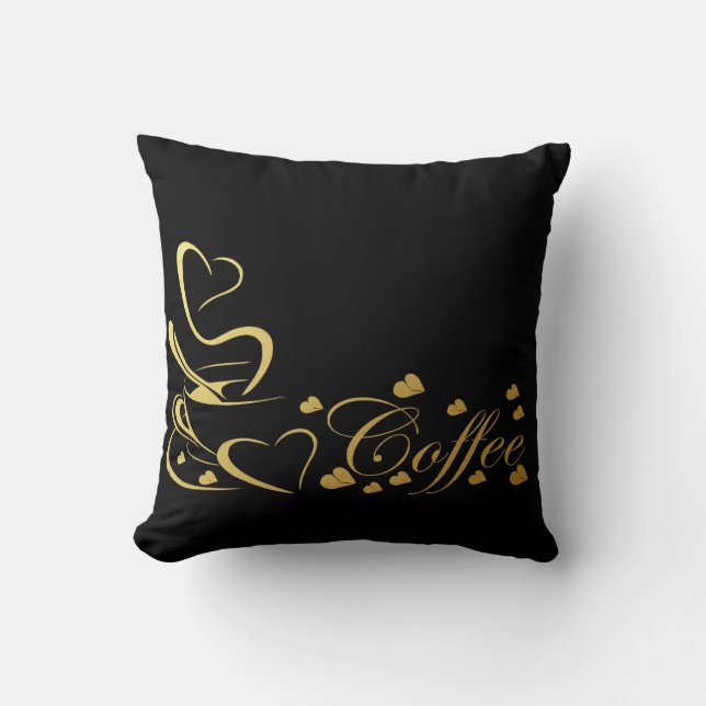 Coussin Cœur de café or (Recto)