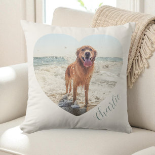Coussin Cœur de compagnie personnalisé avec écriture Cream
