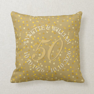 Coussin Cœur de confettis dorés pour 50 ans de mariage