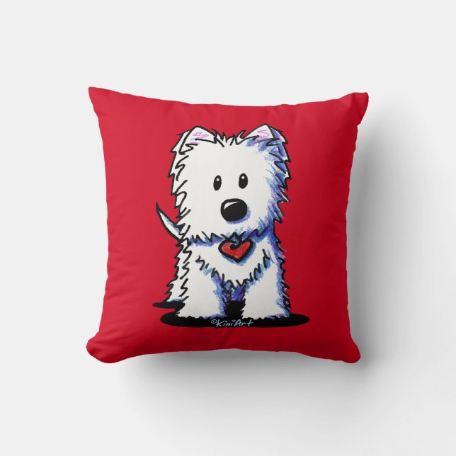 Coussin Coeur de KiniArt Westie (Recto)