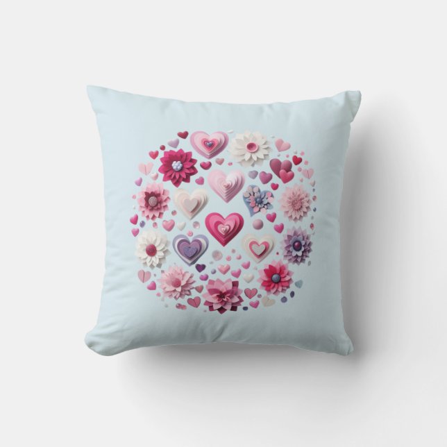 Coussin Coeur de la Saint Valentin florale (Recto)