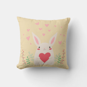 Coussin Coeur de lapin mignon valentine