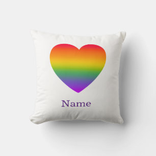Coussin Cœur de ligne arc-en-ciel minimaliste - Art coloré